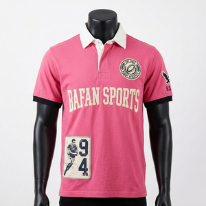 Camiseta de Rugby para Hombre, 230 GSM, Algodón y Poliéster, Diseño de Polo de Rugby Rosa, Logotipo en Tackle Twill, Camisetas de Rugby Masculinas - Product Image 5