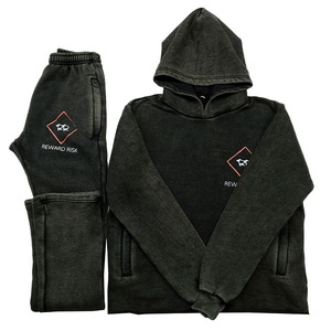 Chándal con logotipo personalizado para hombre, chándal unisex, conjuntos para correr, chándal de lavado ácido con logotipos OEM serigrafiados, el mejor - Product Image 1