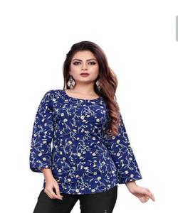 La mayoría de las fabulosas damas algodón seda satén corto Kurtis túnica étnica estampado Casual vestido Primavera de talla grande venta al por mayor tarifa barata India - Product Image 1