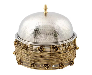 Top-Quality Silver Plated Chafing Dish Hotpot Metal Buffet Casserole for Wedding Tables and <b>Food</b> <b>Warming</b> in Stylish Settings - Product Image 4