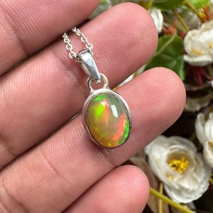 Classique Pendentif Bijoux Pour Femmes Argent Boho Style Bijoux 925 En Argent Sterling Opale Gemme À La Main Pendentif Cadeau Pour Femme - Product Image 4