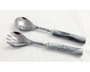 Juego de Cubiertos de Acero Inoxidable 18/8 con Recubrimiento PVD Dorado y Mango de Resina, Juego de Herramientas para Ensalada con Tenedor y Cuchara, Juego de Cubiertos de Acero Inoxidable, Utensilios de Cocina - Product Image 6