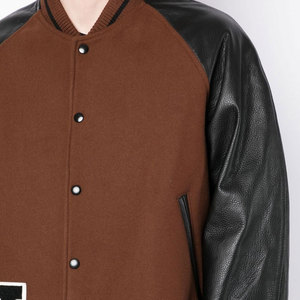 Factory Design Wholesale <b>Long</b> <b>Leather</b> Sleeves Blank Women Baseball <b>Jacket</b> Sport Wear Men Varsity <b>Jacket</b> - Product Image 5