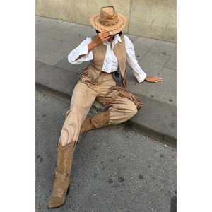 Conjunto de chaleco de gamuza para mujer con borlas 10273 - Product Image 3