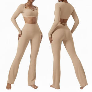 Conjunto de Ropa Deportiva para Mujer de 3 Piezas, Fabricación Profesional, Secado Rápido y Transpirable, Conjunto de Yoga sin Costuras con Patrón Sólido, 2026 - Product Image 1