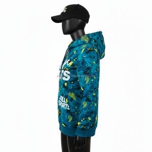 Sudadera con Capucha y Cremallera para Mujer, Tejido de Felpa de 320 GSM, Estampado de Camuflaje Azul con Gráficos de Rayos en el Panel Frontal, Logotipo Personalizado, Sudadera Básica con Cremallera - Product Image 3