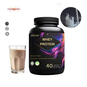 Bubuk Protein Whey rasa 1kg Pilihan sempurna untuk membentuk otot dengan GMP & HACCP bersertifikat Malaysia yang dibuat