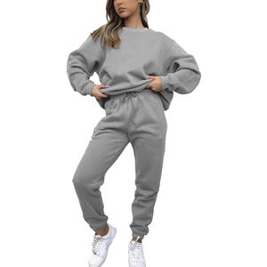 2025 OEM mujeres último diseño 100% algodón Jogging Wear otoño Logo chándal alto Invierno 2 piezas chándal liso al por mayor - Product Image 4
