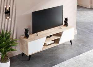 Soporte de TV ajustable convertible Sonomo blanco moderno de fabricante turco muebles de madera europeos para el hogar para sala de estar comedor - Product Image 2