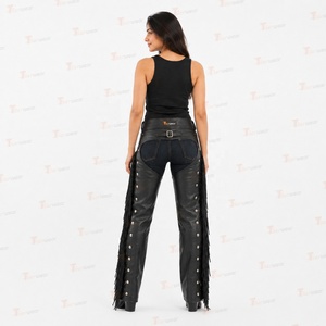 Cuissardes en cuir robustes pour femmes, pour motardes, équitation, style western, cowboy, ranch, en cuir de vachette véritable, sportives et professionnelles - Product Image 4