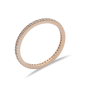Anillo Elegante y Delgado con Diseño de Piedra de Circonio Cúbico Blanca, Hecho a Mano en Turquía, Joyería de Plata de Ley 925 al por Mayor - Product Image 4