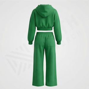 Conjunto Deportivo Informal de Felpa Francesa para Mujer, Sudadera Corta con Cremallera y Estampado, Pantalones Deportivos Transpirables, 100% Algodón Ecológico - Product Image 2