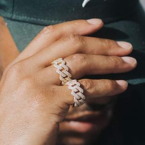 แหวนเงินแท้ 925 แบบคิวบัน 2 แถว ประดับเพชรเม็ดเล็ก สไตล์ฮิปฮอป แนวชาติพันธุ์ พร้อมใบรับรอง IGI ขายส่งจำนวนมาก - Product Image 3