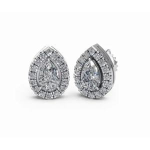 Exclusivos Pendientes de Diamantes con Halo de Pera Besada por el Rocío en Oro de 14 Quilates, Joyería Cultivada en Laboratorio, Venta al por Mayor, Proveedor OEM - Product Image 4