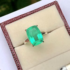 Bague expansive émeraude Bague de mariage design en argent sterling 925 à facettes 8x10mm Pierre et 925 estampillés Bagues en gros - Product Image 3