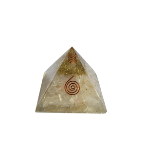 Pirámide de Orgón Tallada con Virutas de Selenita Natural Grande, Cristal de Energía Orgonita para Meditación, Piedra Semipreciosa para Artesanías - Product Image 2
