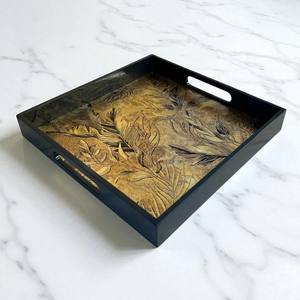 Bandejas de laca negra precio al por mayor más bajo bandeja lacada funcional cocina baño esenciales - Product Image 4