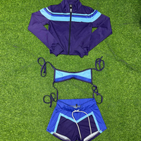 Ensemble de shorts sportifs unis pour femmes 2025 – Cardigan zippé et brassière courte 2 pièces coupe ajustée en Spandex/Coton