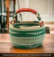 Panier de rangement mural artisanal en bambou Bolga, vintage, écologique, marron, décoration d'intérieur, produit en gros