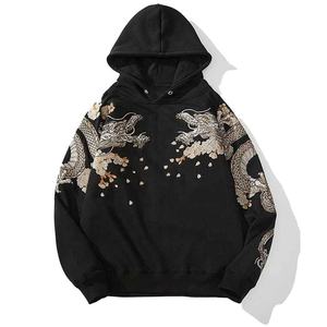 Sudadera con capucha bordada para hombre, suéter de lana de algodón de gran tamaño, ropa informal bordada, sudadera cálida y suave a la moda - Product Image 1