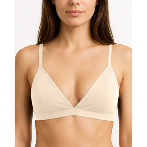 Sujetador Triangular Inalámbrico 150-Floral, Diseño Sólido, Una Pieza, Acolchado, Transpirable, Push-Up, con Broches, Copa de Algodón Estampada, Negro - Product Image 3