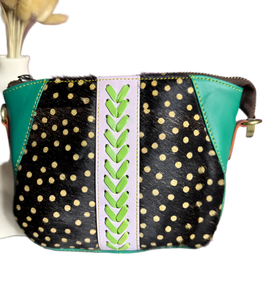 2025 New Design Bohemian Cowhide <b>Leather</b> <b>Messenger</b> <b>Bag</b> for Women Handmade Recycled Zipper Closure Multi-Season Summer Spring - Product Image 2