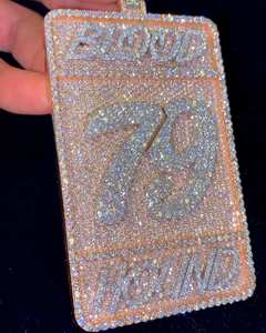 Iced Out Round Cut VVS Moissanite Diamant Pendentif Hip-Hop Bijoux Pendentif Cadeau De Mariage Pour Hommes En Argent Sterling 925 - Product Image 5