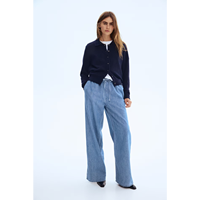 Jean large tendance pour femme, coupe droite, taille haute, respirant, écologique, brodé, grandes tailles, OEM ODM