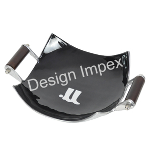 Bol à fruits décoratif à 4 coins coupés avec poignées en bois, compatible avec les aliments, bols de service écologiques - Product Image 1