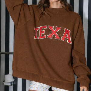 Women Oversized <b>Stand</b> Collar Printed Pullover Sweatshirt with Badge Sequined Fleece Fabric Winter Autumn Casual Top - Product Image 4