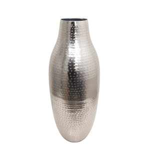 Florero redondo de hierro para decoración del hogar, maceta de hierro para jardín y mesa, Color plateado martillado - Product Image 1