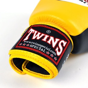 Guantes de Boxeo Profesionales de Cuero Genuino Amarillo y Negro al por Mayor con Cierre de Gancho y Bucle para Sanda y Muay Thai - Product Image 4