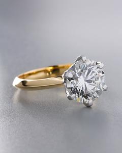 Bague de fiançailles Solitaire en diamant Moissanite coupe ronde de 10mm en or | Déclaration classique bijoux de mariage de mariée - Product Image 4