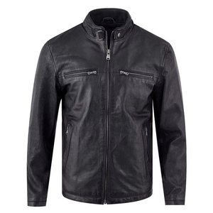 Chaqueta de invierno de piel de vaca 2025 para hombre, venta al por mayor, chaquetas de motociclista de invierno con logotipo personalizado - Product Image 1