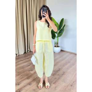 Basic Model Yellow <b>Linen</b> Wholesale <b>Set</b> - Yellow - Product Image 1