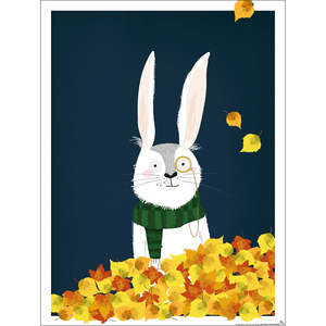 Affiche pour chambre d'enfant au design moderne, sur le thème de la forêt, avec un lapin - Product Image 1