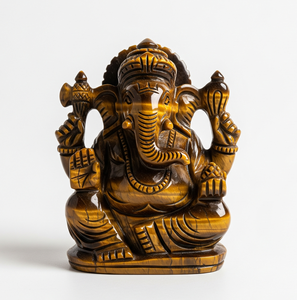 Estatua de Ganesha hecha a mano figurita Ojo de Tigre cristal cuarzo Chakra pulsera tallada piedra semipreciosa estilo Animal artesanía - Product Image 5