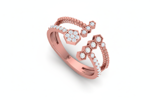 Elegante Anillo de Oro Sólido de 14K para Mujer con 28 Diamantes Naturales, Bañado en Rodio, 0.25Ctw, Corte Brillante, Joyería Moderna para Ocasiones Especiales - Product Image 3