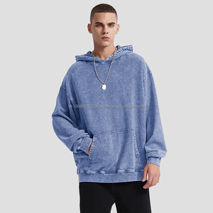 เสื้อฮู้ดดี้สตรีทแวร์ดีไซน์ใหม่ ผ้าฝ้าย 100% เนื้อหนา ลายบาติก ปักลายตามสั่ง ล้างสีแบบแอซิดวอช 400 กรัม ทรงโอเวอร์ไซส์ สำหรับผู้ชาย สไตล์ดิสเทรส - Product Image 1