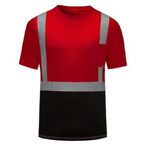 เสื้อยืดนิรภัยสีแดงและดำแบบยูนิเซ็กซ์ สะท้อนแสงได้ดี ผลิตจากผ้าฝ้าย พิมพ์ลายด้วย UV มีไซส์พลัสไซส์ให้เลือก - Product Image 1