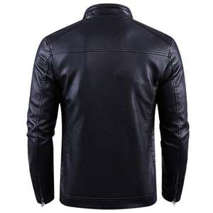 Chaqueta de Cuero para Hombre con Bolsillo Delantero, Chaqueta de Cuero Personalizada para Hombre con Forro de Piel - Product Image 2