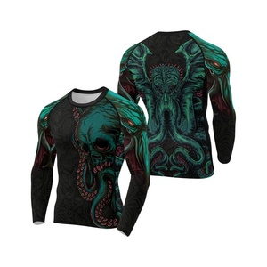 Vente en gros de chemise Rash Guard à manches longues chemise de compression pour hommes MMA BJJ Jiu Jitsu Rashguard sublimé - Product Image 1