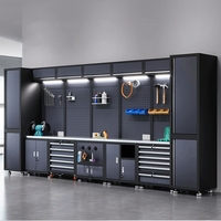 Sistema de Gabinetes de Almacenamiento para Garaje de Acero Reforzado con Banco de Trabajo, Panel Perforado, Cajones y Gabinete Alto, Fabricante OEM Personalizado