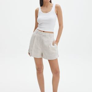 กางเกงกีฬาขาสั้นแบบลำลองของผู้หญิงกางเกงร้อนทรงหลวมแบบผูกเชือกยางยืดสำหรับโยคะ & วิ่งลวดลายและกระดุมตกแต่ง - Product Image 1