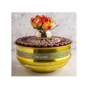 ชามเสิร์ฟอาหารพร้อมที่จับเหล็กชามช็อคโกแลตสำหรับงานทำจากไม้และแม่ของไข่มุก - Product Image 3