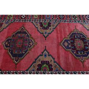 Alfombra turca tradicional grande de 5,2x9,6 pies, lana roja Kilim, diseño rectangular de retazos abstractos para pasillo, habitación de látex de 10mm 100% - Product Image 5