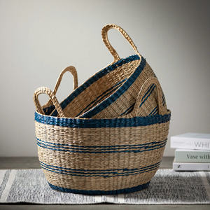 Vgreen Élégant Accueil Organisation Panier À Linge À La Main Seagrass Armure Jacinthe D'eau Caractéristiques Poignées Confortables Fournies - Product Image 1