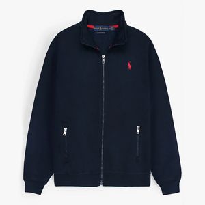 Trending RL Premium Cotton Fleece Zipper Jacket 100% Cotton Fleece Cardigan Navy Blue Men's Knitted Polo Zipper for Winters - Product Image 1