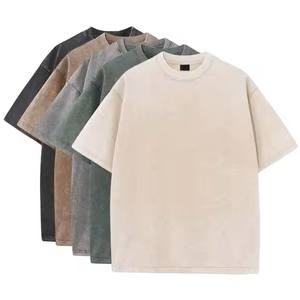 เสื้อยืดสลิมฟิตของผู้ชายมาใหม่สีสวยหรูหราซักด้วยกรดขนาดปกติสำหรับฟิตเนสคอลูกเรือ - Product Image 5