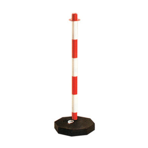 Colonna Segnaletica Bianco-Rosso in Plastica, Altezza 90 cm - Product Image 1